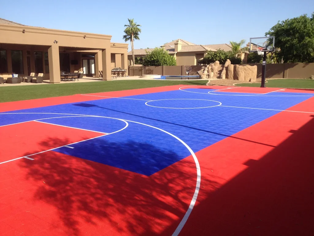 Blue and Red basketball court